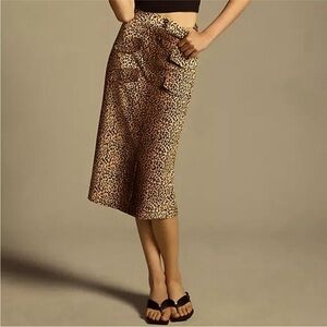 Anthropologie Leopard Print Pencil Skirt in Tan and Black